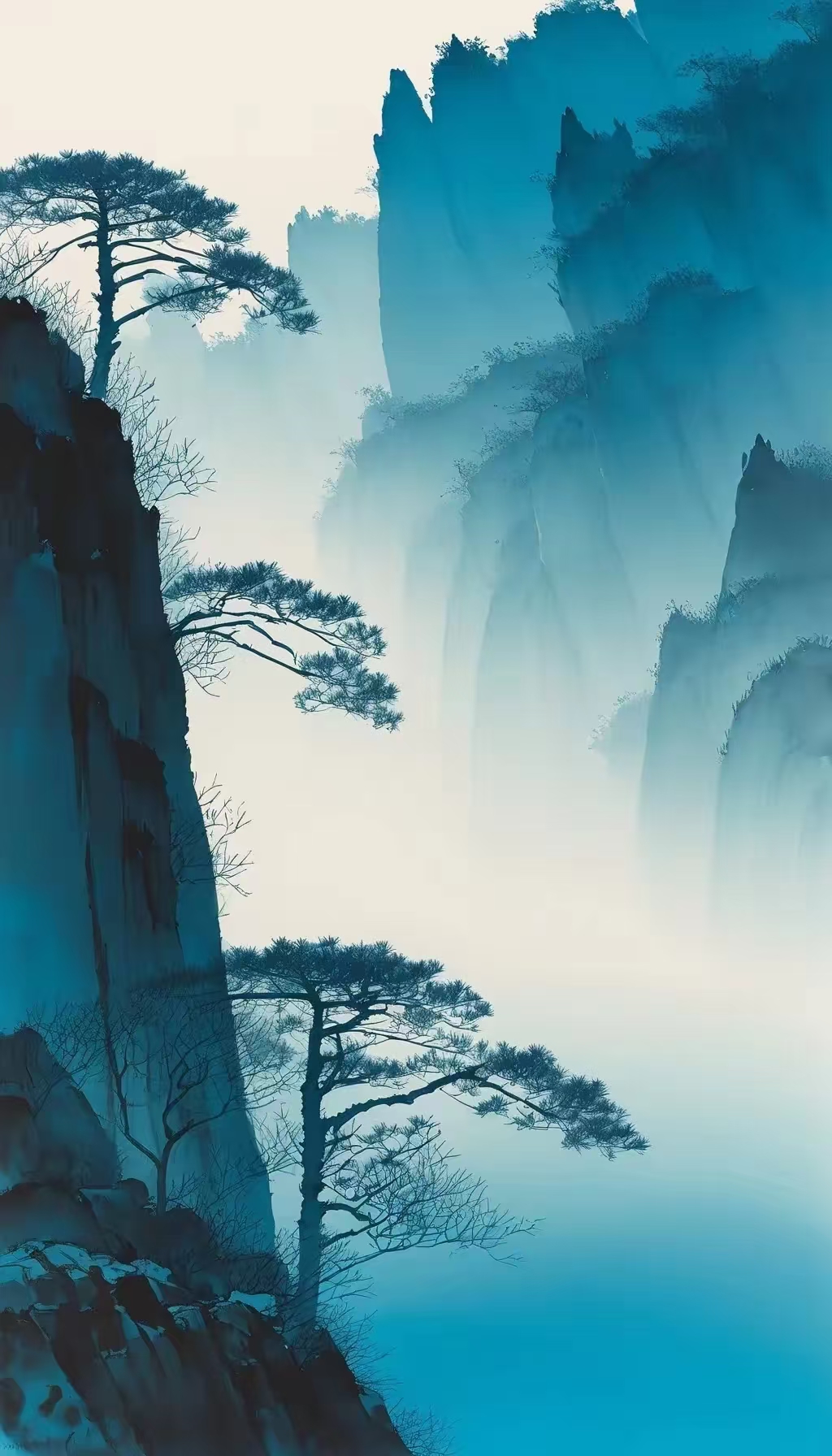 云起时，山水如画。日落前，夕阳晚霞!